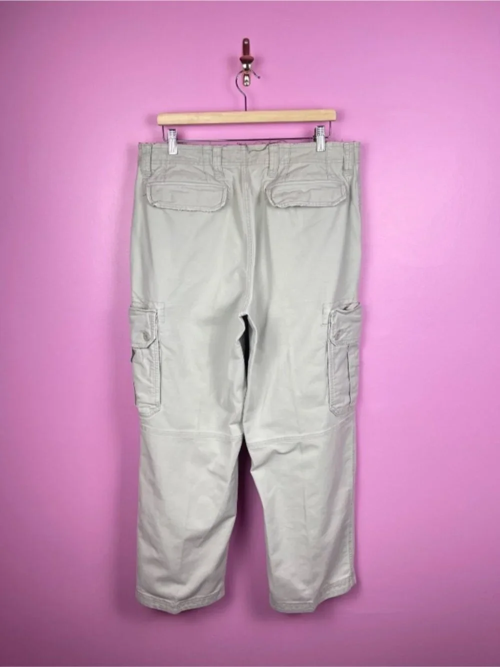 GAP Khakis Y2K Vintage Cargo Pants Beige Distressed Straight Leg Men’s 36